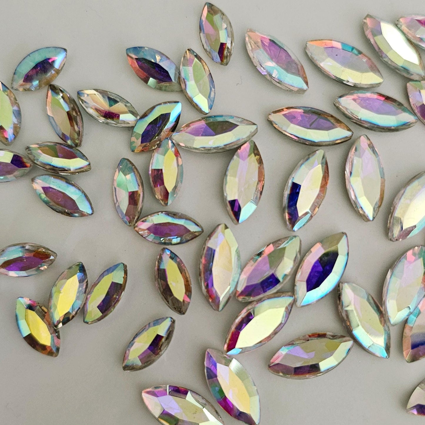 Slim Navette Pointed Back Gems Jewels AB Crystal Rhinestone 6x12mm 7x15mm