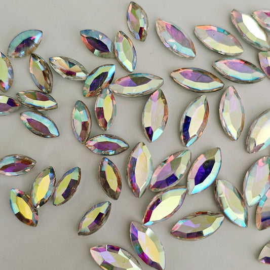 Slim Navette Pointed Back Gems Jewels AB Crystal Rhinestone 6x12mm 7x15mm