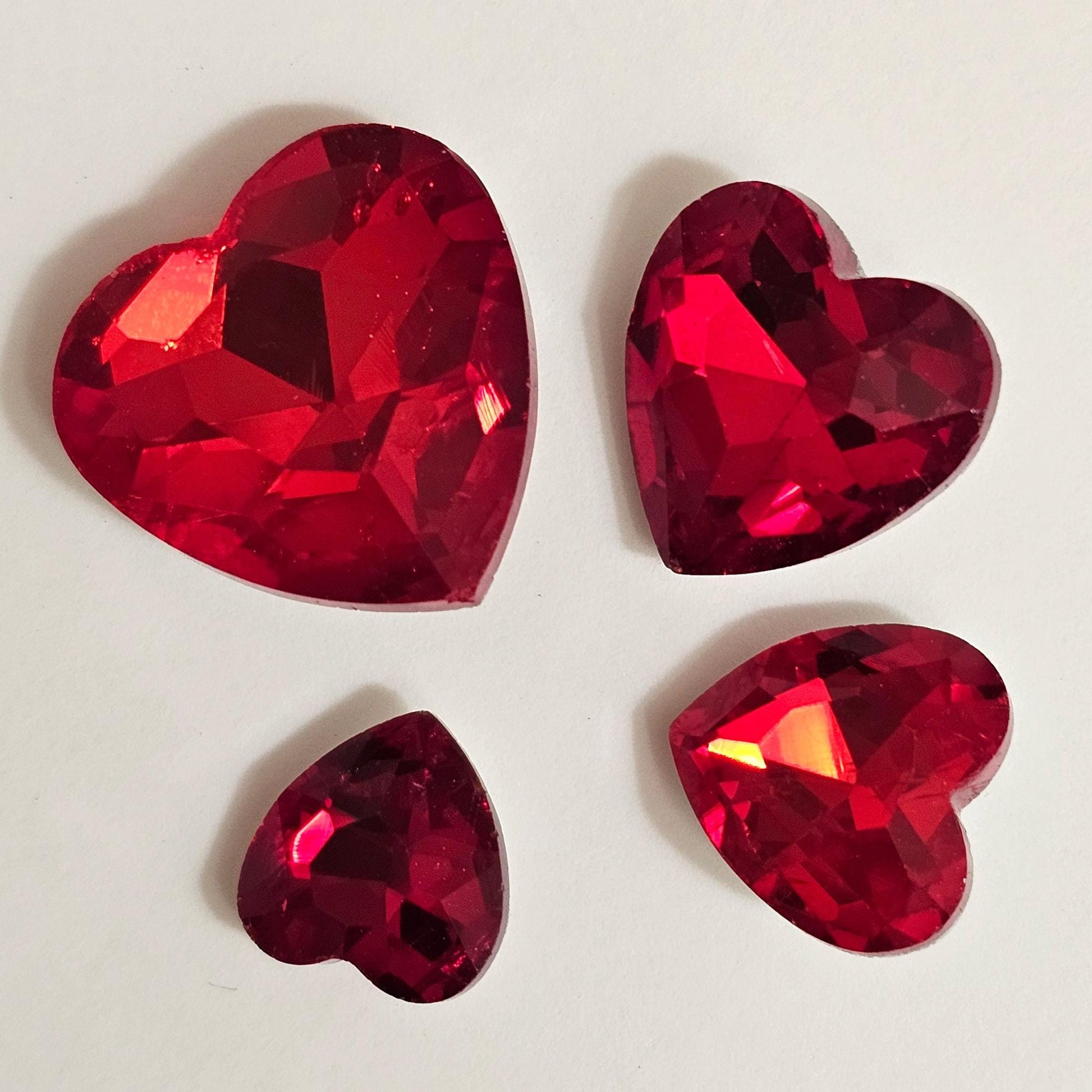 Heart Pointed Back Gems Jewels Red Rhinestone 10mm 12mm 14mm 18mm