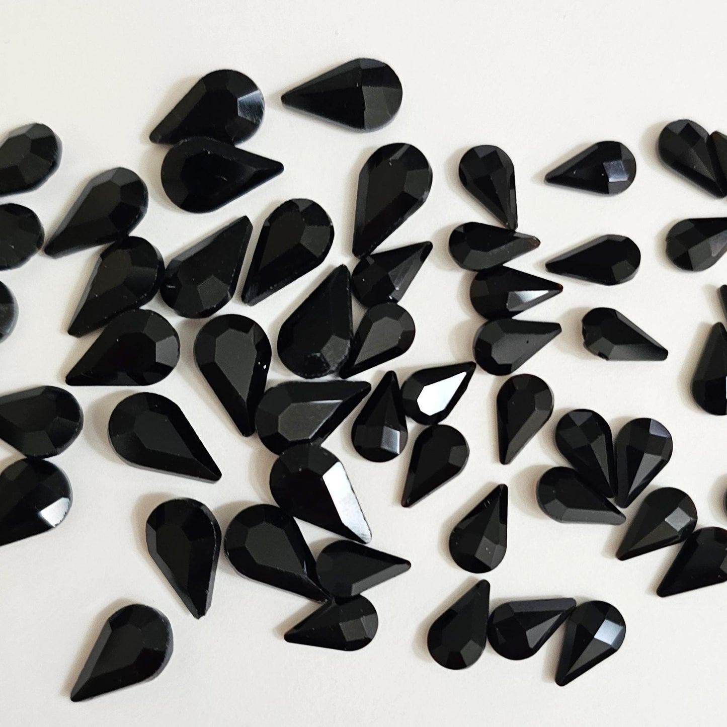 Point Pear Pointed Back Gems Jewels Black Opaque Rhinestone 6x10mm 8x13mm