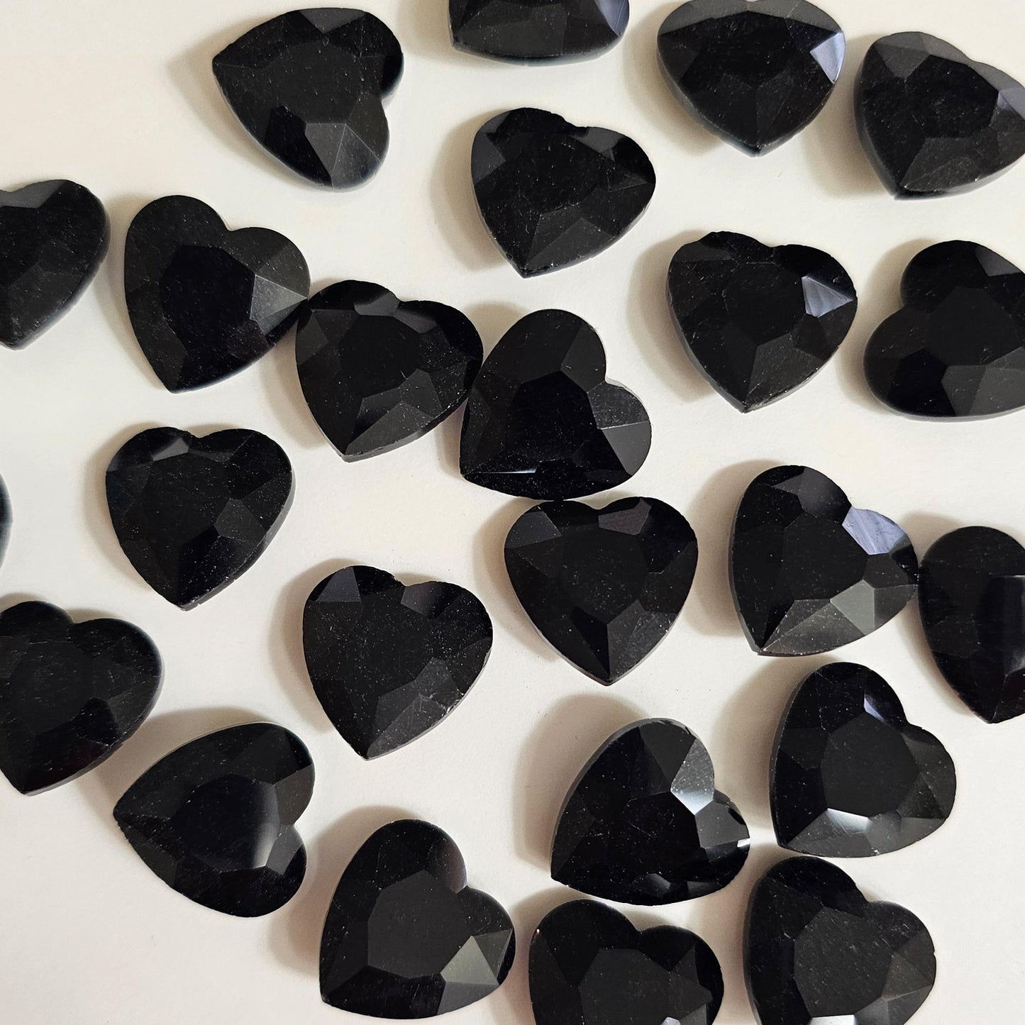 Heart Pointed Back Gems Jewels Opaque Black Rhinestone 10mm 12mm 14mm 18mm