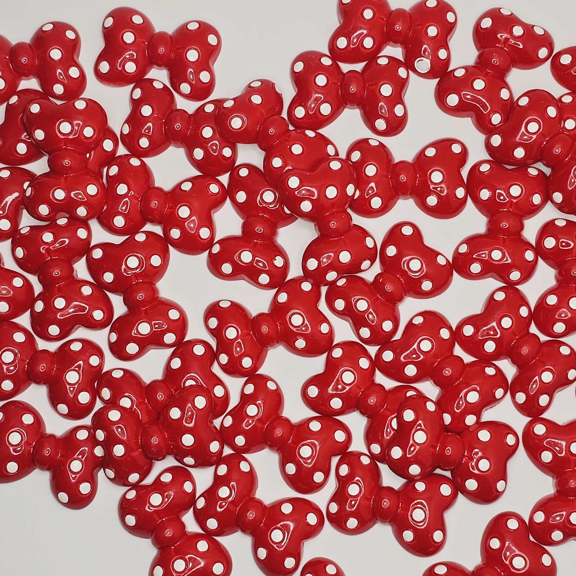 5/10/25 Pcs Polka dot Red White Bowknot Cute Bow Cabochons #CAB202