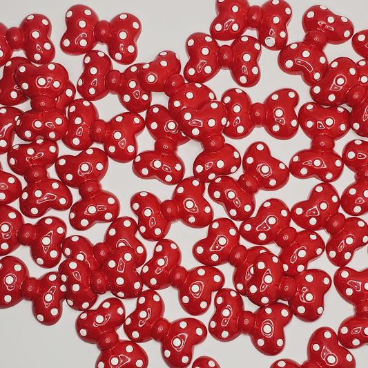 5/10/25 Pcs Polka dot Red White Bowknot Cute Bow Cabochons #CAB202