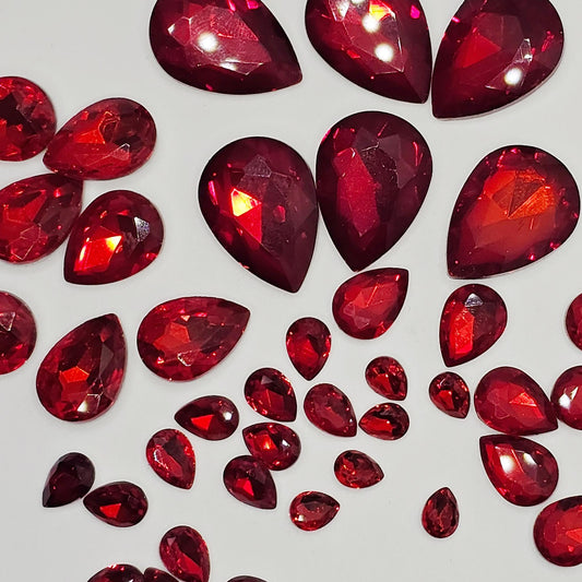 Teardrop Pointed Back Gems Jewels Red Rhinestone 6x8mm 8x10mm 10x14mm 13x18mm 18x25mm