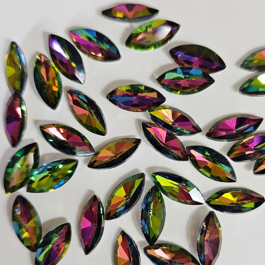 Slim Navette Pointed Rainbow Crystal Gems Jewels AB Crystal Rhinestone 6x12mm 7x15mm