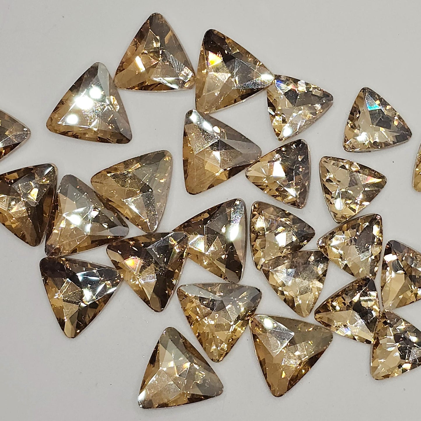 Triangle Pointed Back Gems Jewels Champagne Gold Rhinestone 18mm 15mm