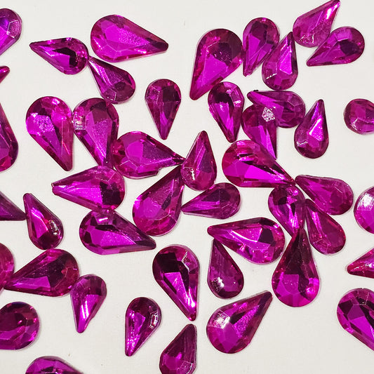 Point Pear Pointed Back Gems Jewels Hot Pink Rhinestone 6x10mm 8x13mm