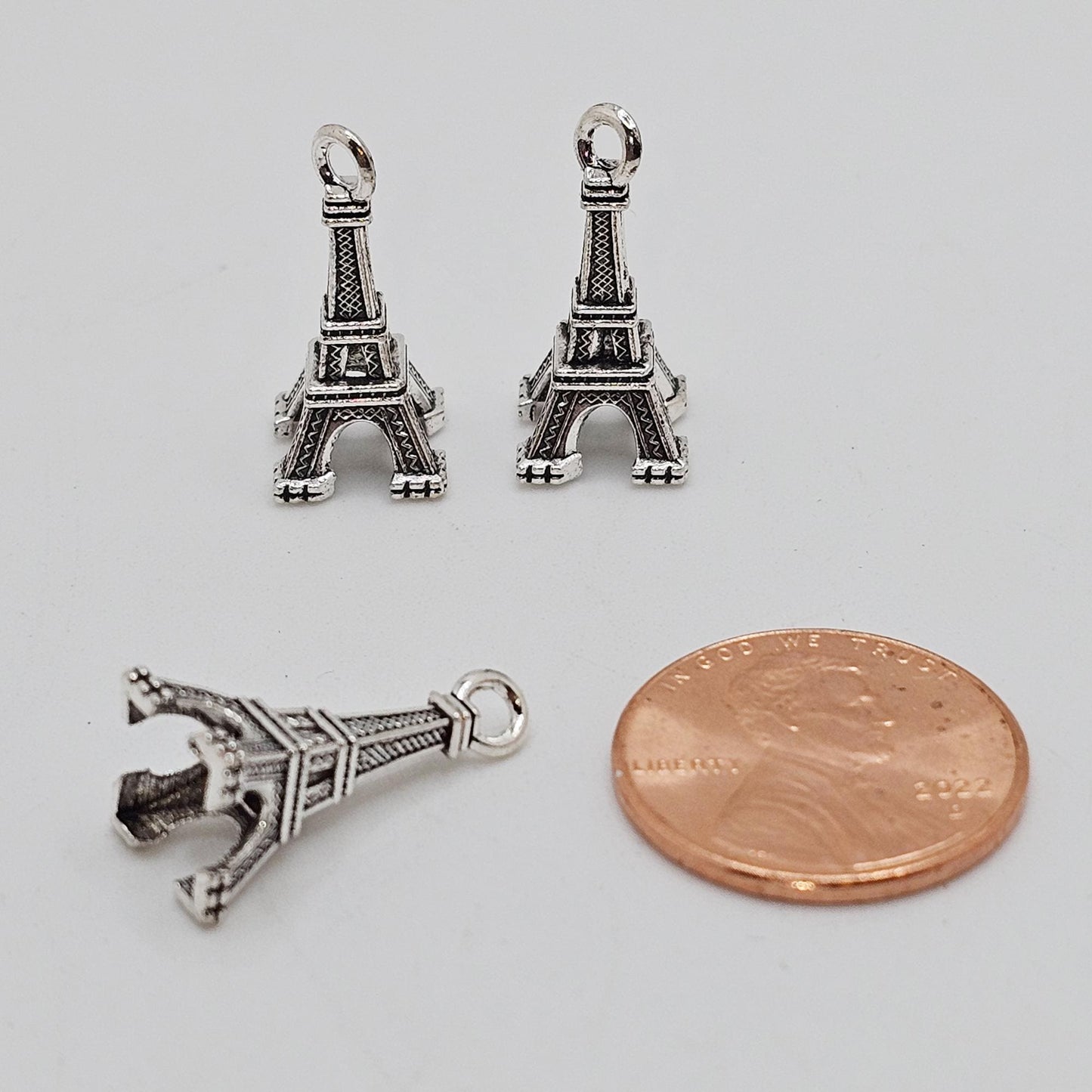 10/25/50 Pcs 3D Eiffel Tower Silver Tone Charm, Charms #CM102