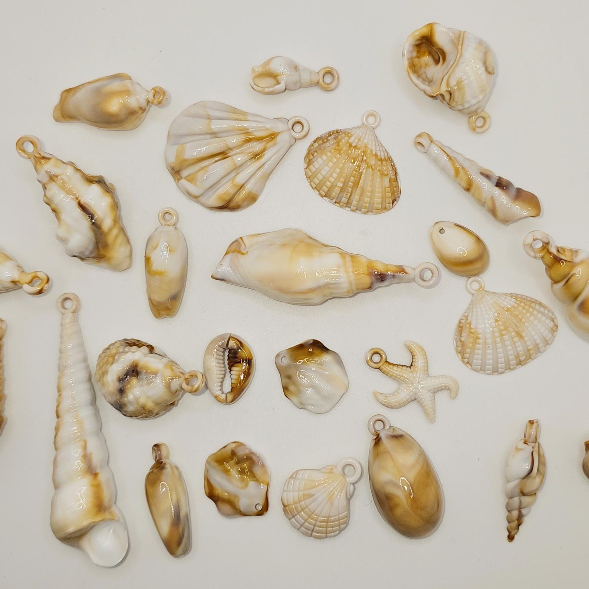 20/50 Pcs Acrylic Seashell Charms Starfish Conch Cowrie Pendants Ocean Sea Charm, Charms #CM101
