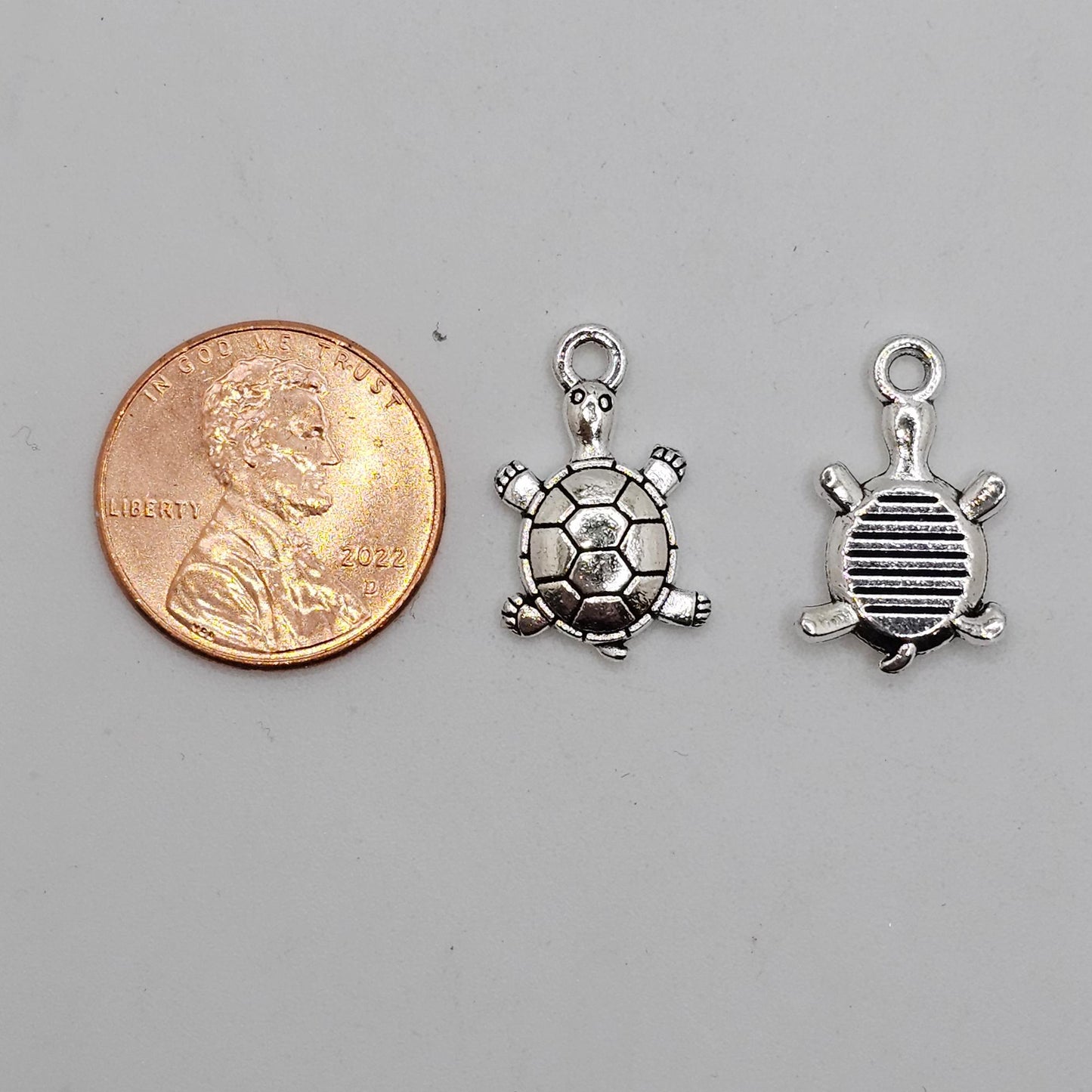 10/25/50 Pcs Turtle Flatback Silver Tone Charms, Pendant Charm #CM105