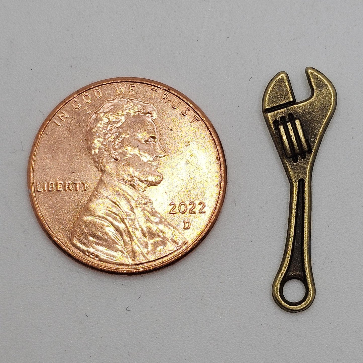 10/25/50 Pcs Wrench Antique Bronze Tone Charm, Miniature Wrench Tool Charms #CM106