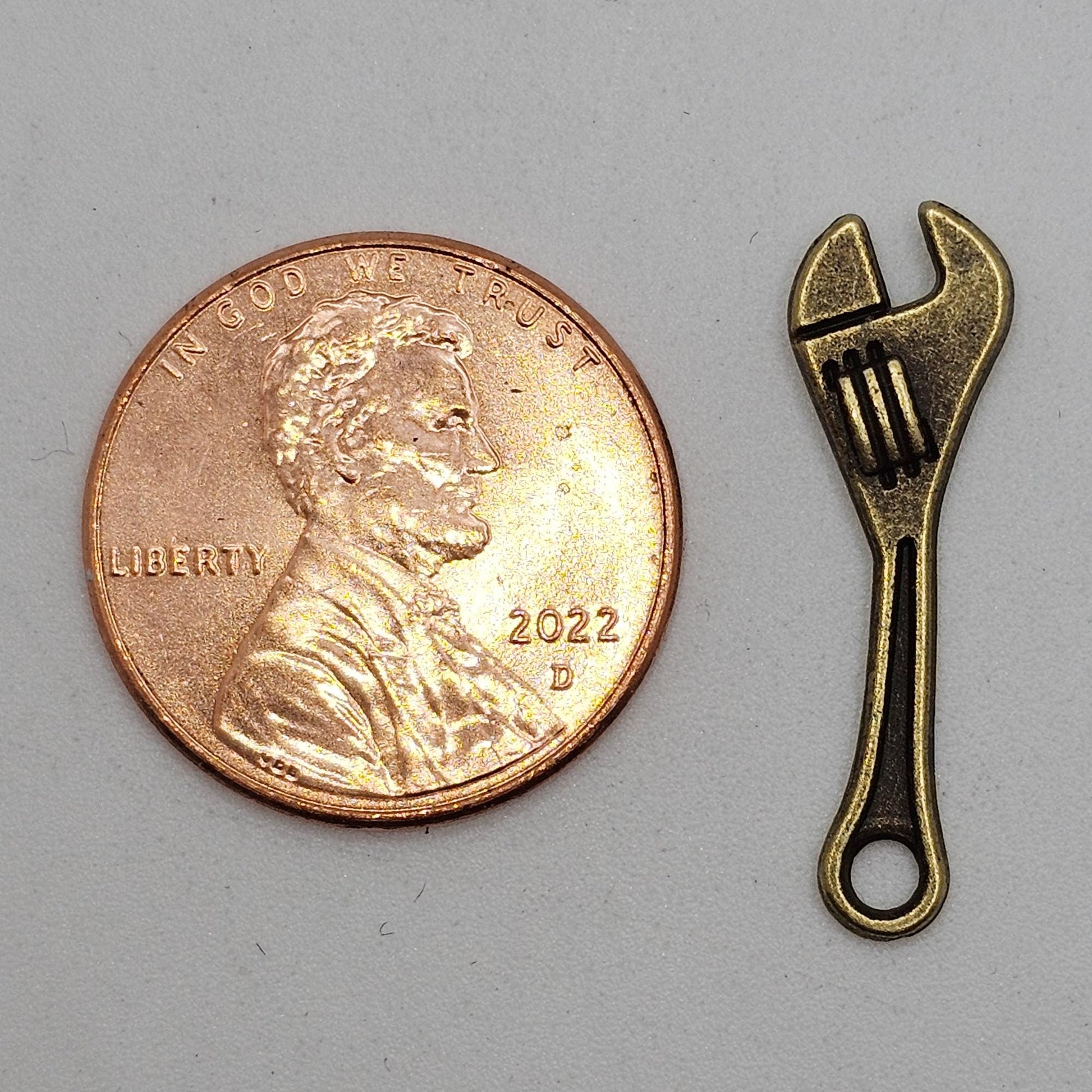 10/25/50 Pcs Wrench Antique Bronze Tone Charm, Miniature Wrench Tool Charms #CM106