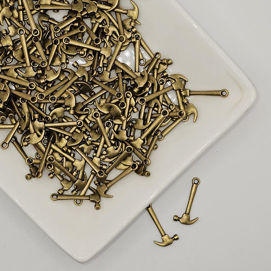 10/25/50 Pcs Hammer Antique Bronze Tone Charm, Miniature Hammer Tool Charms #CM108