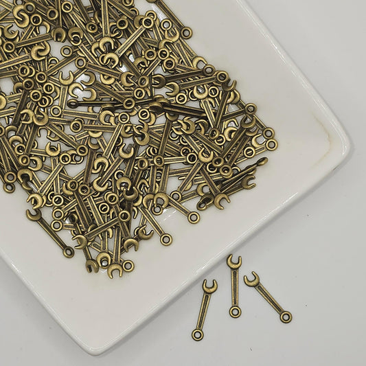10/25/50 Pcs Ratchet Wrench Antique Bronze Tone Charm, Miniature Wrench Tool Charms #CM107