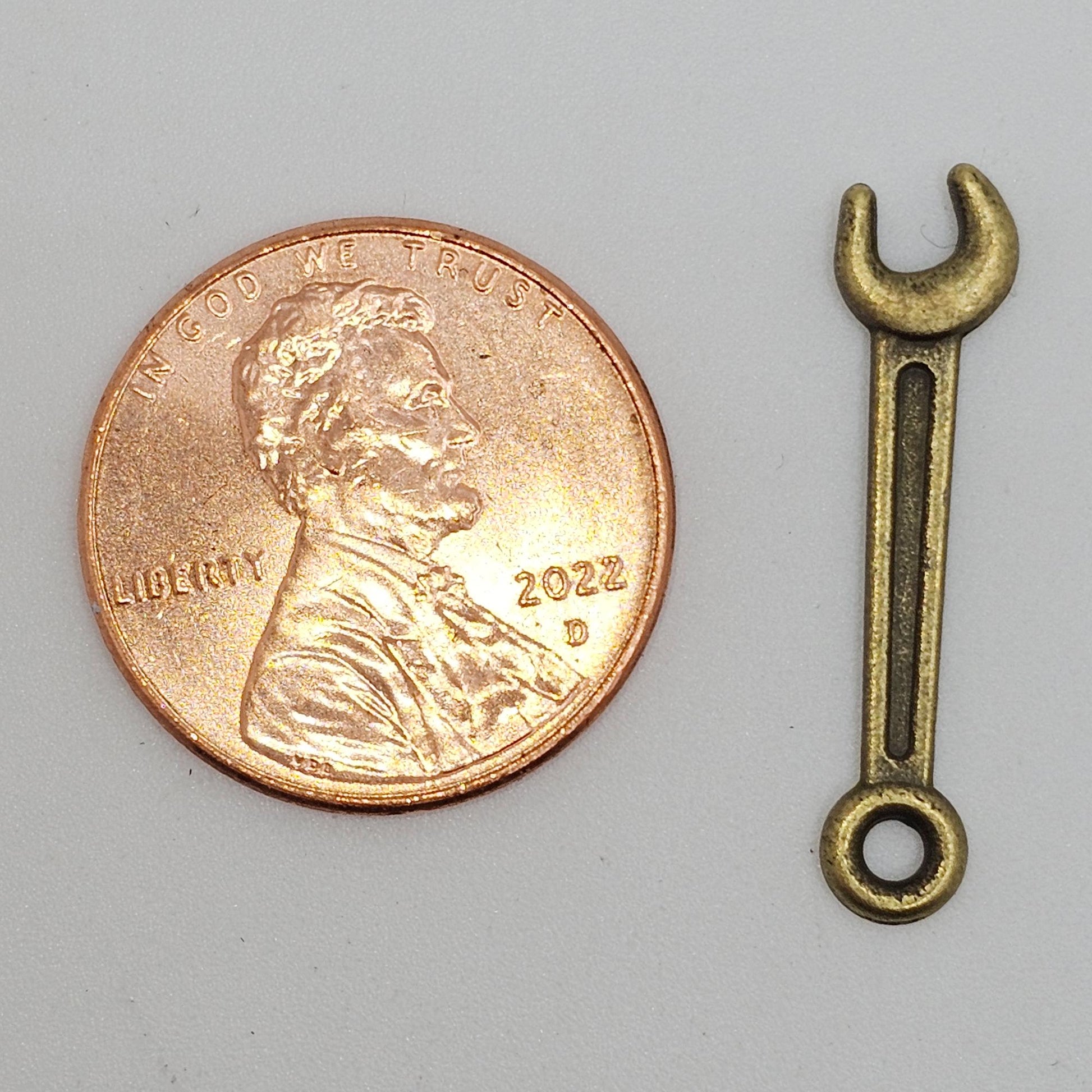 10/25/50 Pcs Ratchet Wrench Antique Bronze Tone Charm, Miniature Wrench Tool Charms #CM107