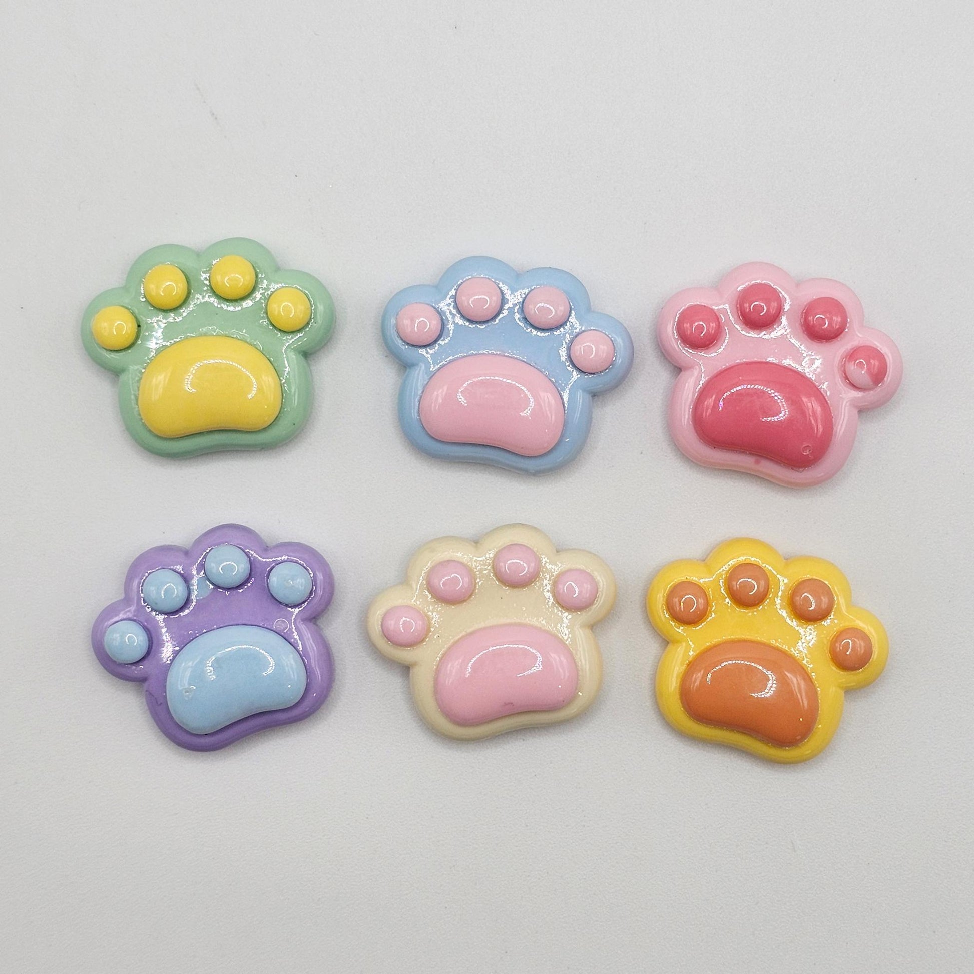 5/25 Pastel Colorful Glossy animal Paws Resin Flatback Cabochon Cat Dog Paw Charms #CAB149