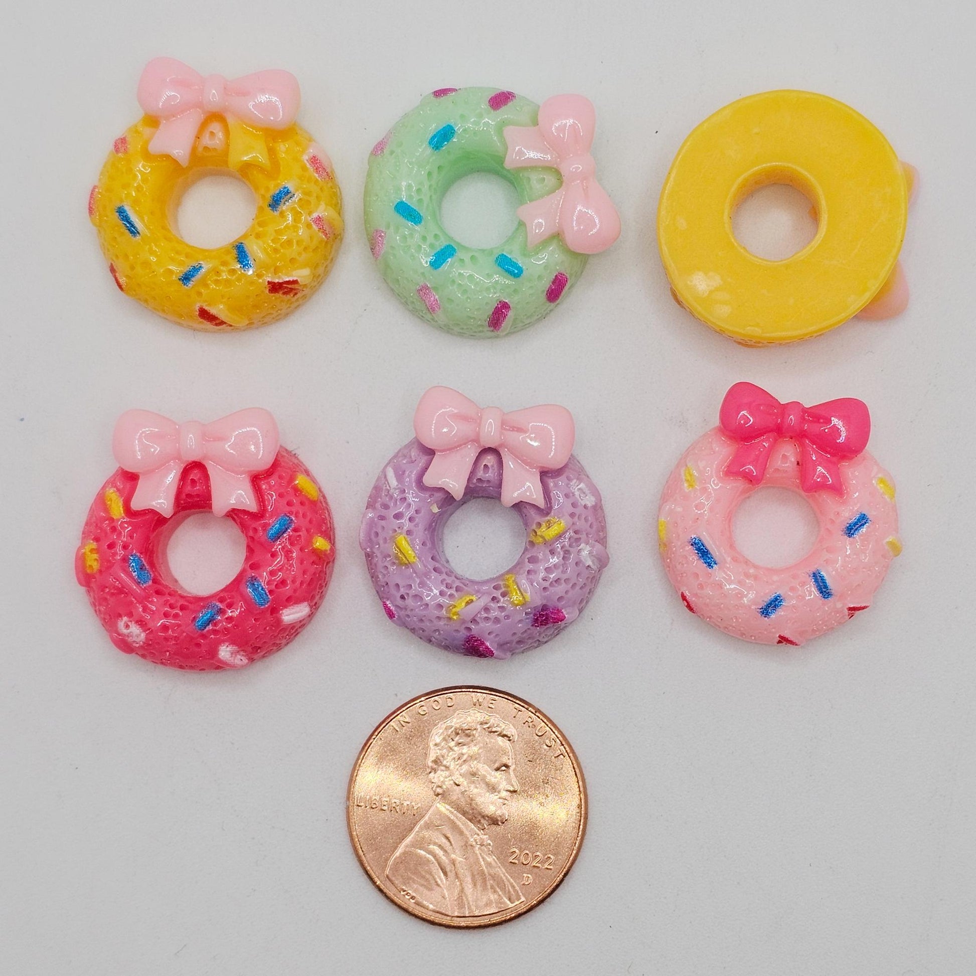 5/20 Pcs Sprinkles Candy Color Bow Donuts Cabochons Resin Flatback Cabochon Embellishment #CAB139