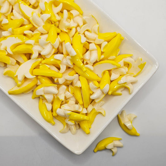 5/10/25 Pcs Peeled Banana Glossy Finish Resin Flat Back Cabochons, Fruits Flatback Cabochon #CAB152