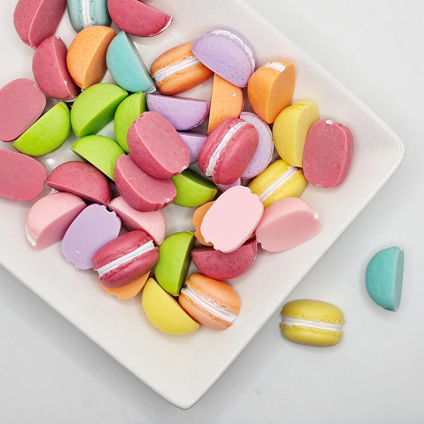6/15/30 pcs Half Macarons Resin Flat Back Cabochons #CAB154