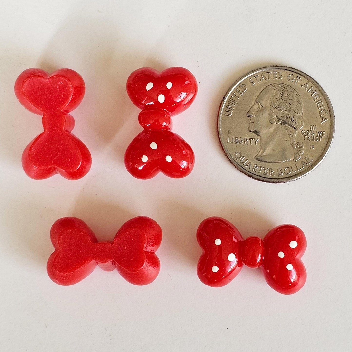 5/10/25 Pcs Small Polka dot Red White Bowknot Cute Bow Cabochons #CAB155