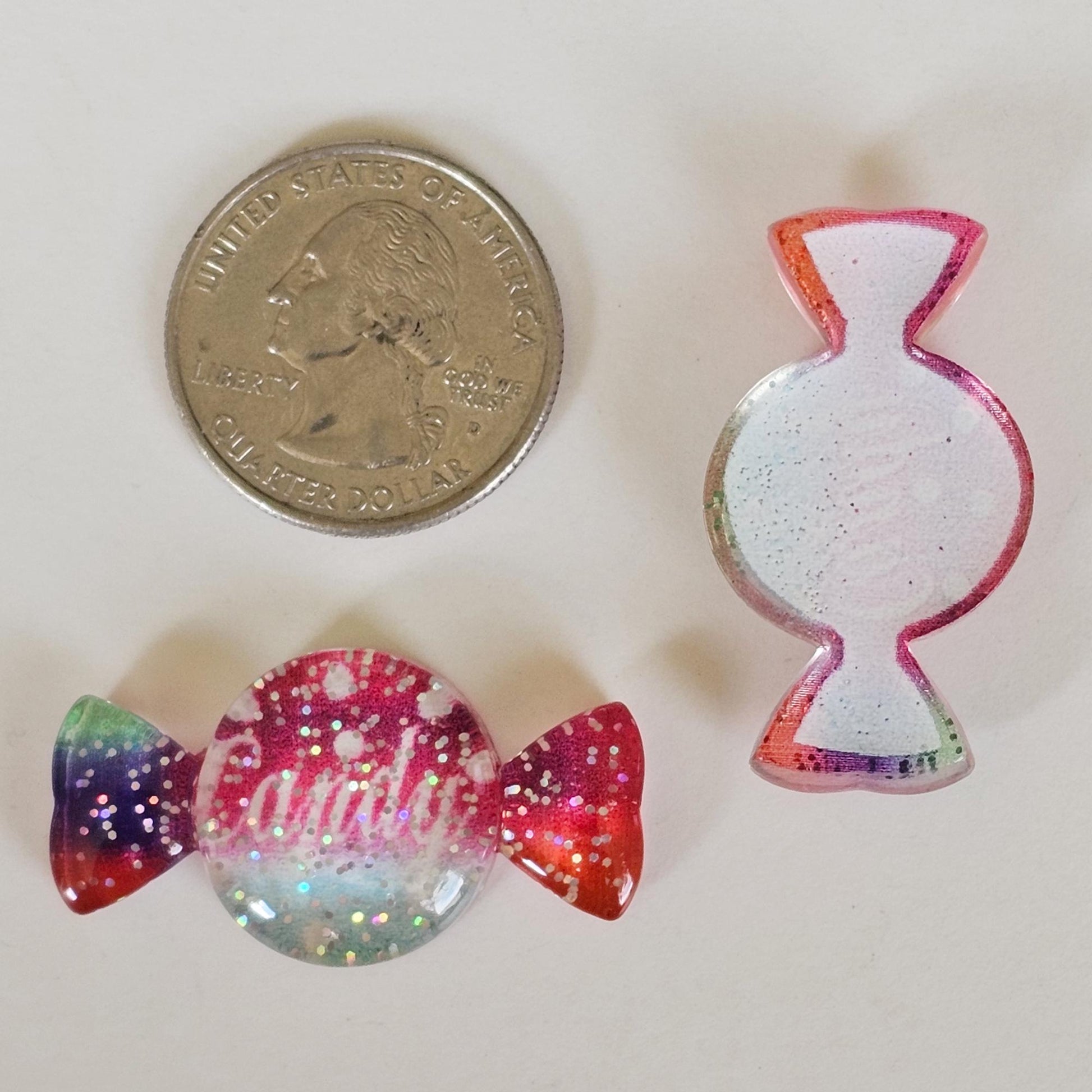 5/15 Pcs Transparent Glitter Candy Cabochon Resin Flatback Cabochons #CAB159