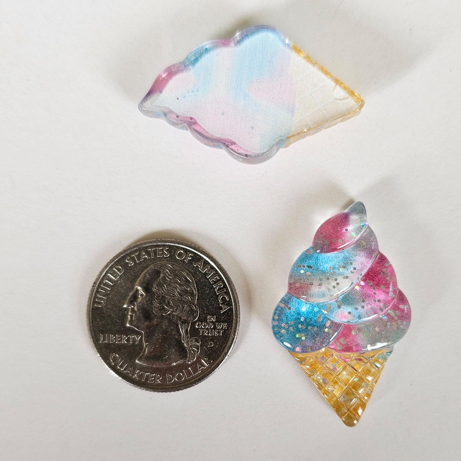 5/15 Pcs Transparent Glitter Ice Cream Cabochon Resin Flatback Cabochons #CAB161