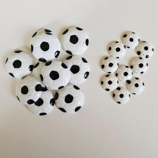 6/15 Pcs Soccer Ball Resin Flat Back Cabochons, Flatback Cabochon 27mm 16mm #CAB162