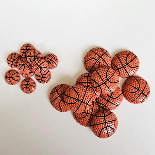 6/15 pcs basketballs Resin Flat Back Cabochons, Flatback Cabochon 27mm 16mm #CAB164