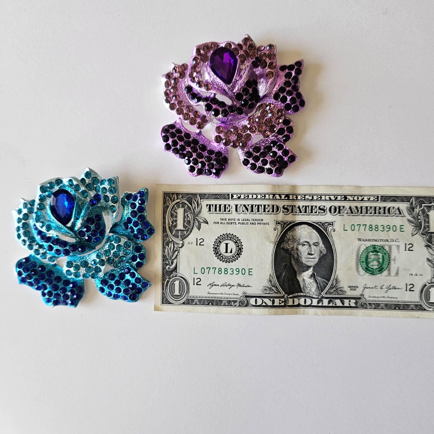 Rhinestone Large Rose Bling Gorgeous Luxury Sparkling Embellishment Cabochon Pendant Charm 85mm X 75mm