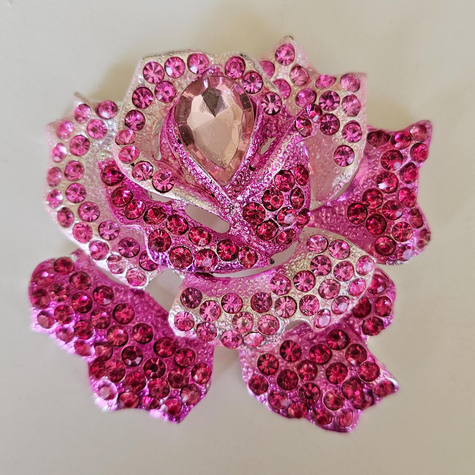 Rhinestone Large Rose Bling Gorgeous Luxury Sparkling Embellishment Cabochon Pendant Charm 85mm X 75mm