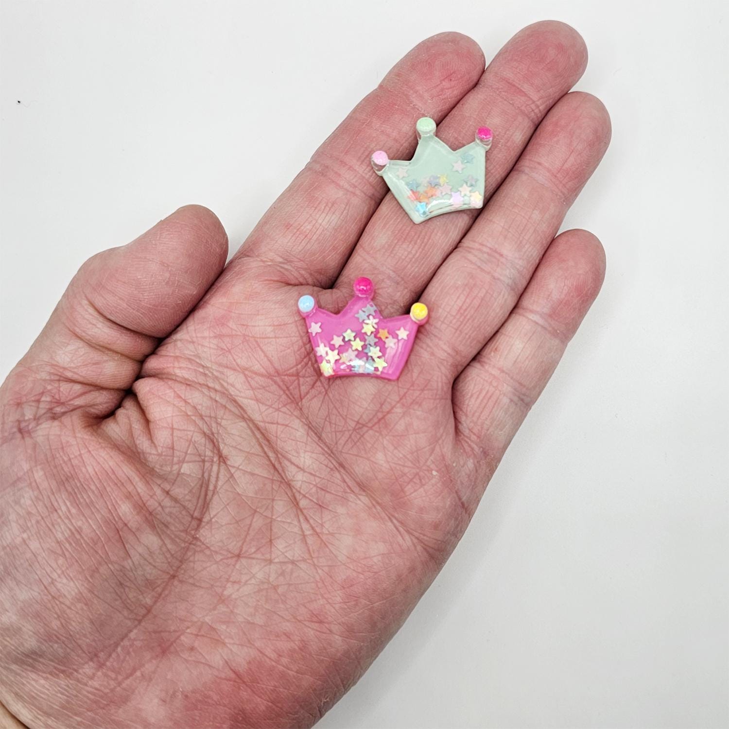 6/20 Pcs Glitter Crown Cabochon Resin Flatback Cabochons #CAB167