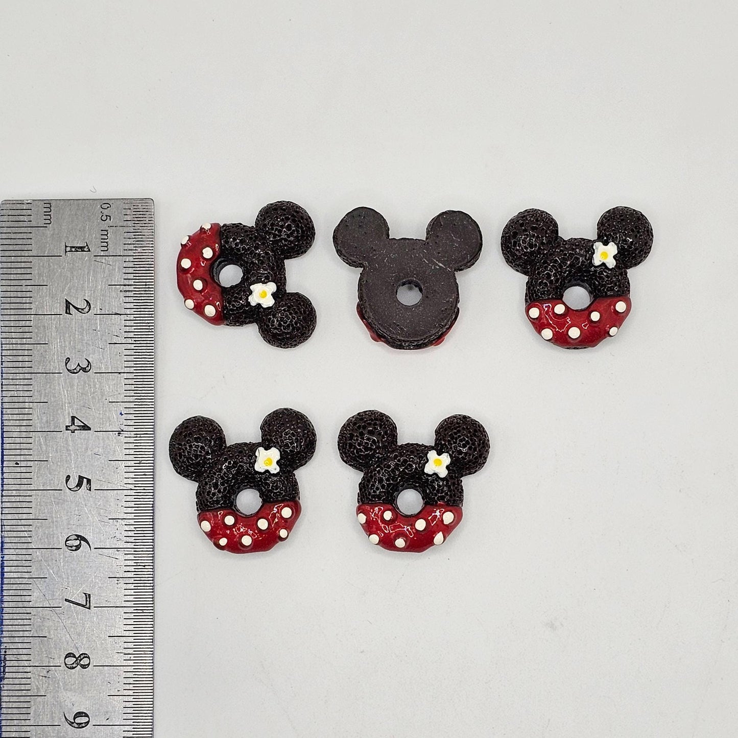 5/15/30 Pcs Mouse Head Donut Resin Flat Back Cabochons Mouse Polka Dot Chocolate Donuts Flatback Cabochon #CAB169