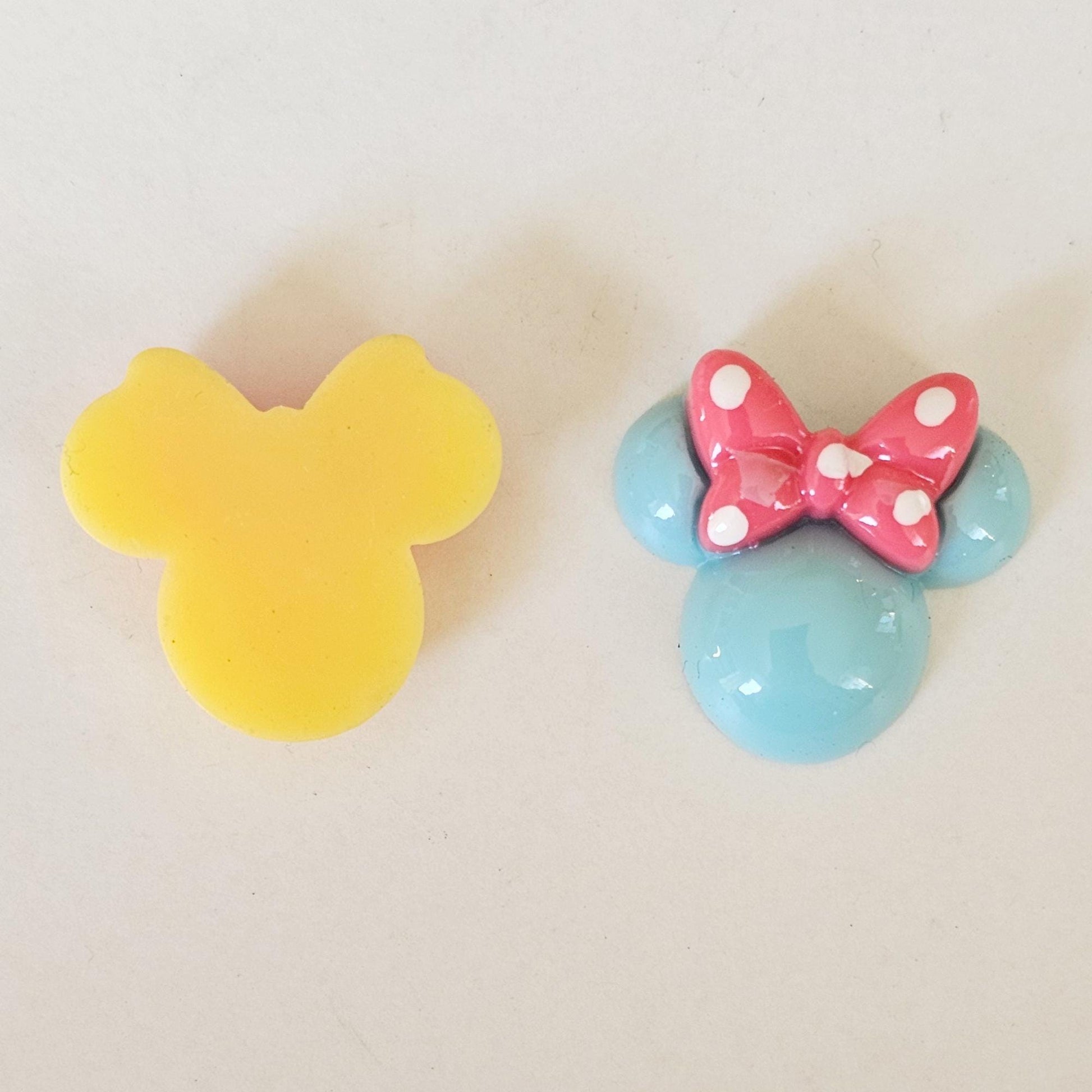 6/20 Pcs Mouse Head Bow Candy Color Flat Back Resin Cabochons, Kawaii Flatback Cabochon #CAB171