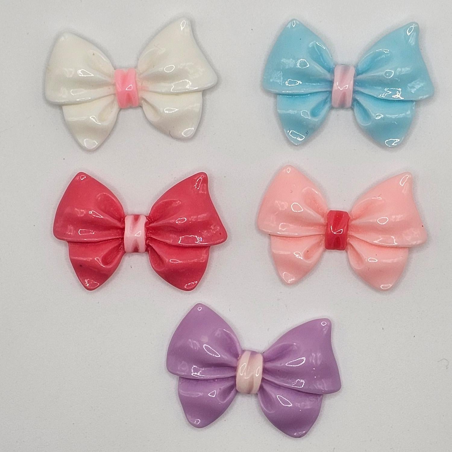 6/20 Pcs Gloss Finished Bow Embellishments Resin Flat Back Cabochon, Flatback Cabochons #CAB173