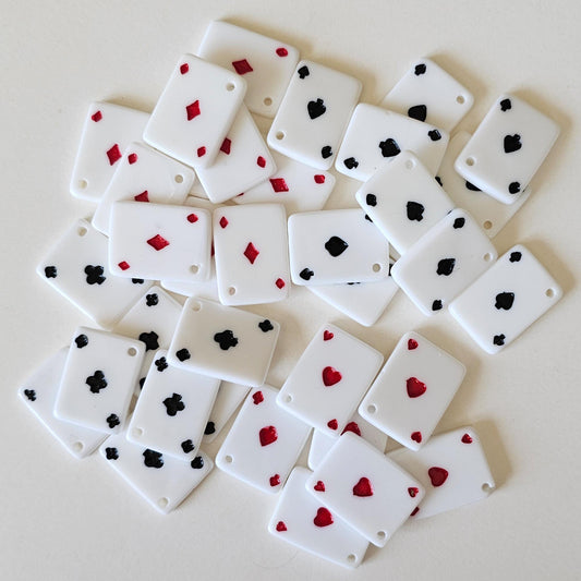 10/30 Pcs Ace Play Card Casino Game Cabochon Charm, Play Card Resin Flatback with Holes Cabochons Charms #CM110