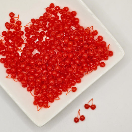 10/30 pcs Miniature Fake Cherries Cabochons, Kawaii Tiny Cherry Fruit Cabochon #CAB186
