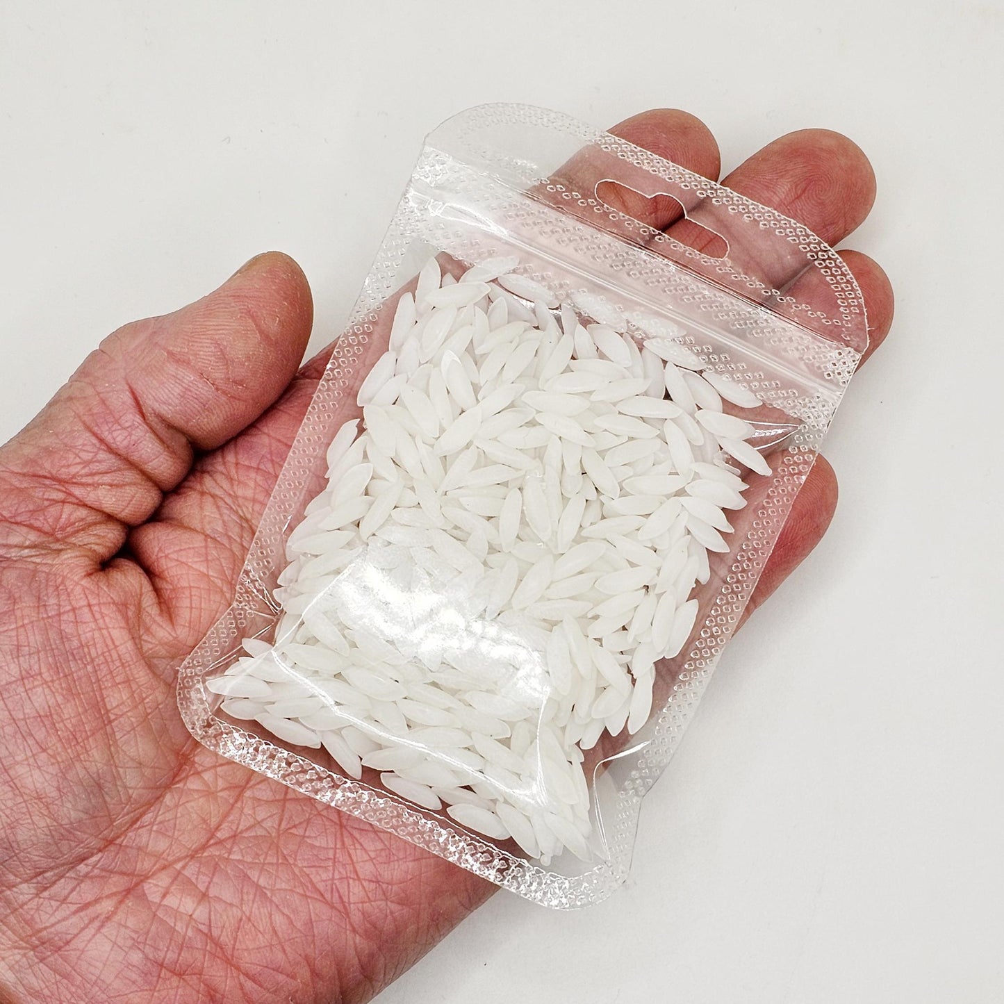 20/60/100 gram Fake White Rice Cabochon, 3D Realistic Size Rice Cabochons, #CAB180