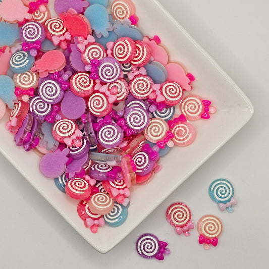 10/30 Pcs Swirl Lollipop Candy Cabochon Resin Flatback Candies Cabochons #CAB181