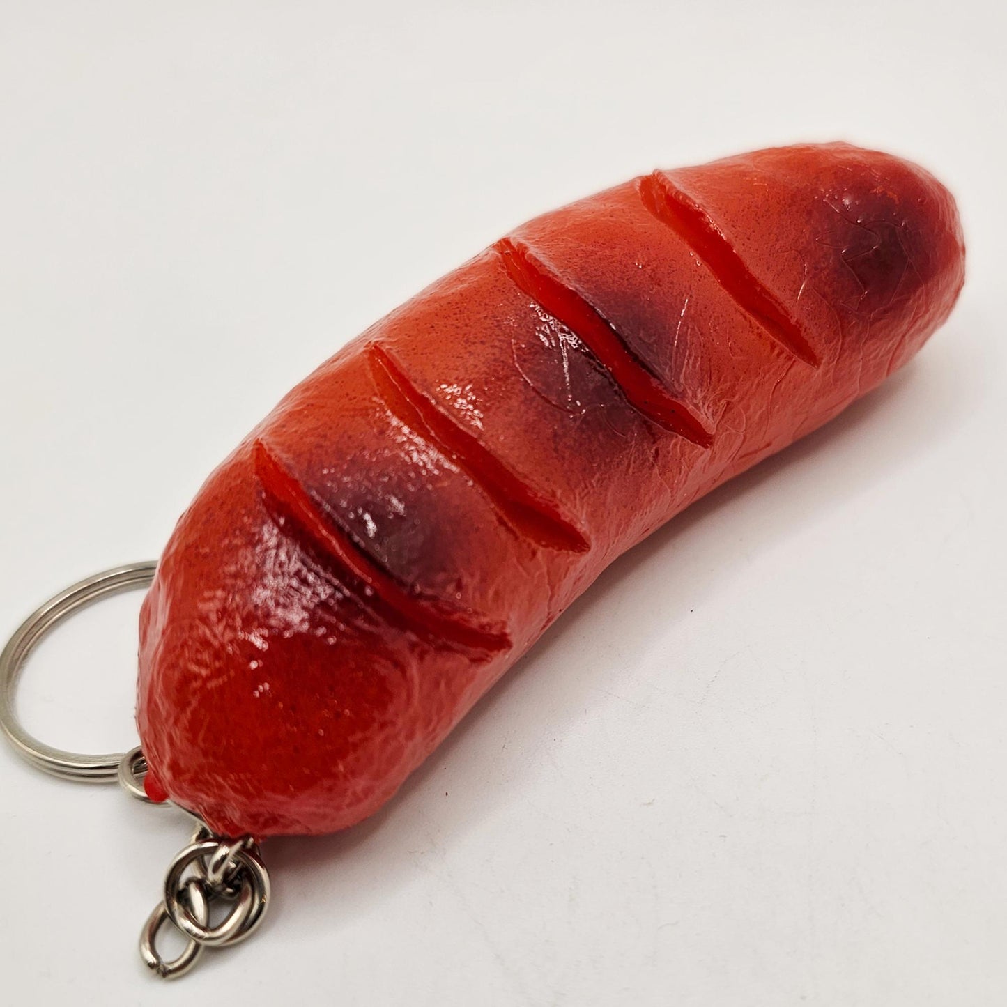 Fake Imitation Artificial Hot Dog, Pork Belly, Pork Rib Realistic Size Charms Key Chain Keyring