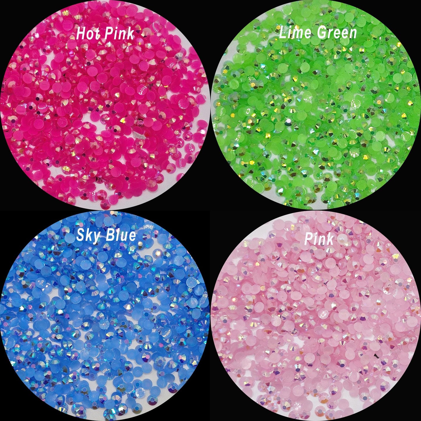 AB Jelly Flatback Resin Acrylic Rhinestones Non-Hotfix 1000pcs/2mm, 1000 Pcs/3mm, 1000Pcs/4mm, 800 Pcs/5mm, 500 Pcs/6mm