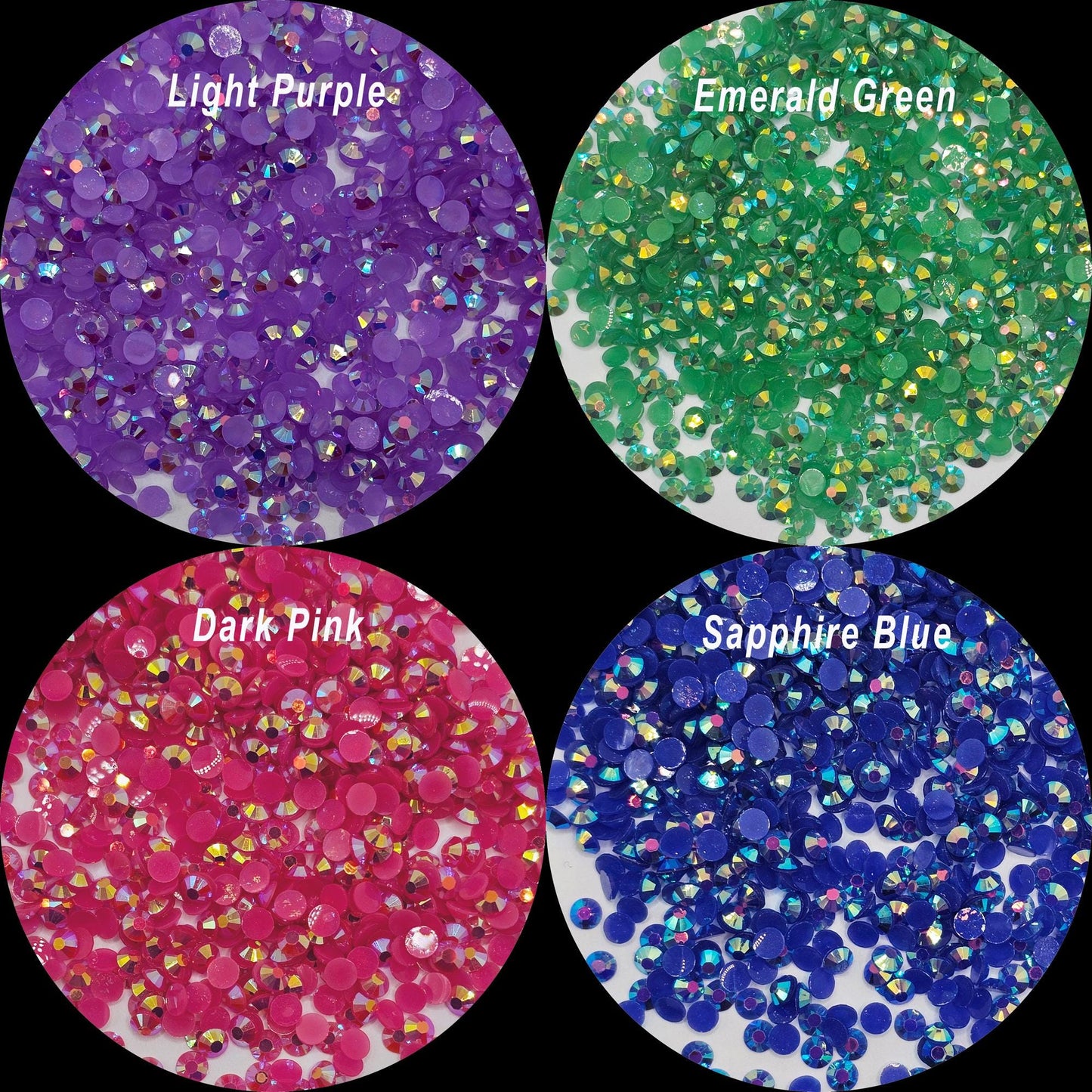 AB Jelly Flatback Resin Acrylic Rhinestones Non-Hotfix 1000pcs/2mm, 1000 Pcs/3mm, 1000Pcs/4mm, 800 Pcs/5mm, 500 Pcs/6mm