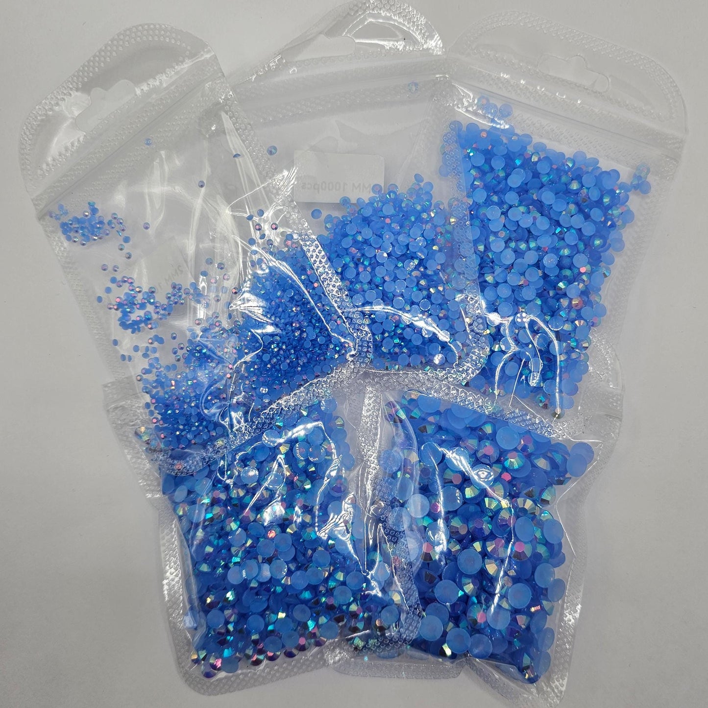 Bulk AB Jelly Flatback Resin Acrylic Rhinestones Non-Hotfix Sky Blue 2mm 3mm 4mm 5mm 6mm