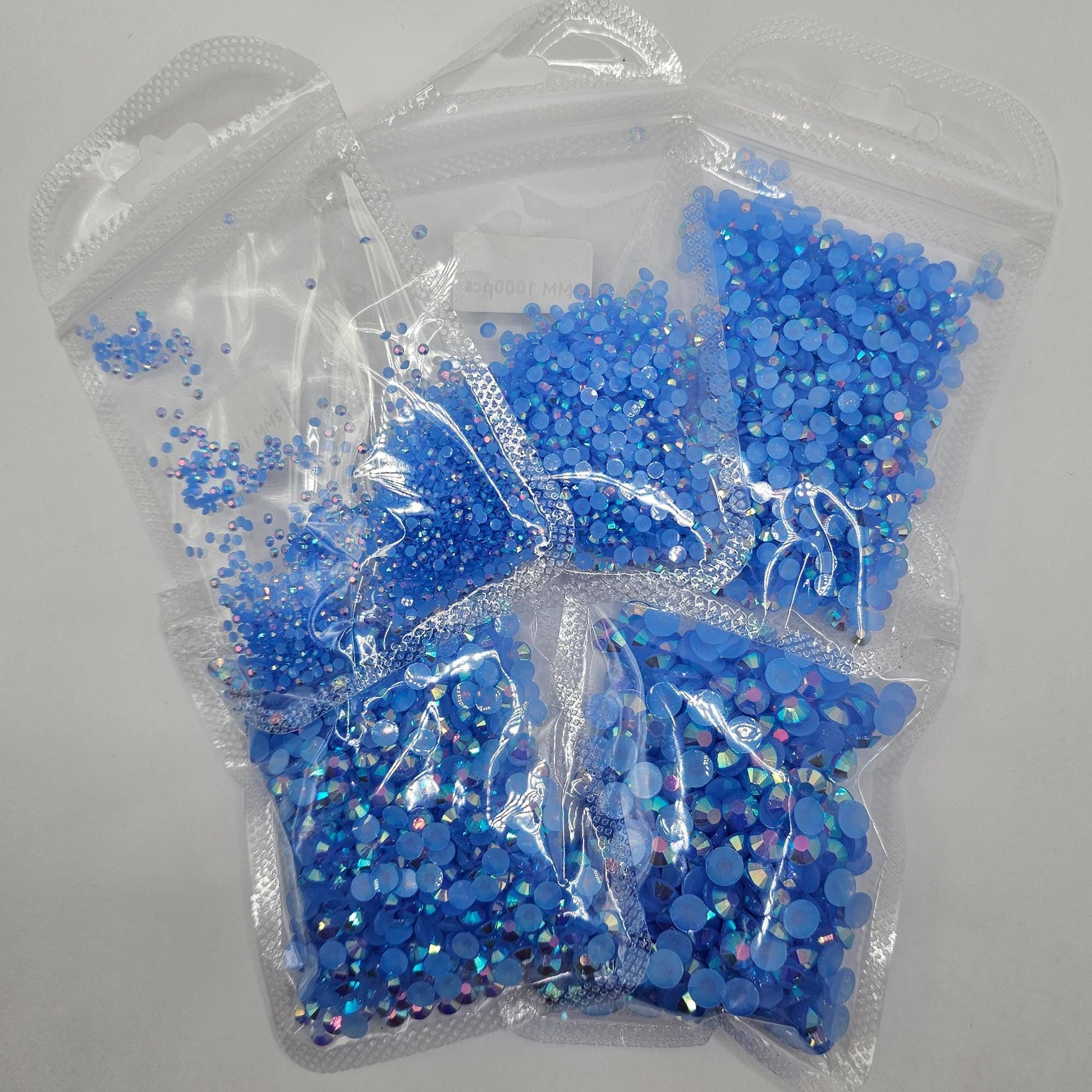 Bulk AB Jelly Flatback Resin Acrylic Rhinestones Non-Hotfix Sky Blue 2mm 3mm 4mm 5mm 6mm