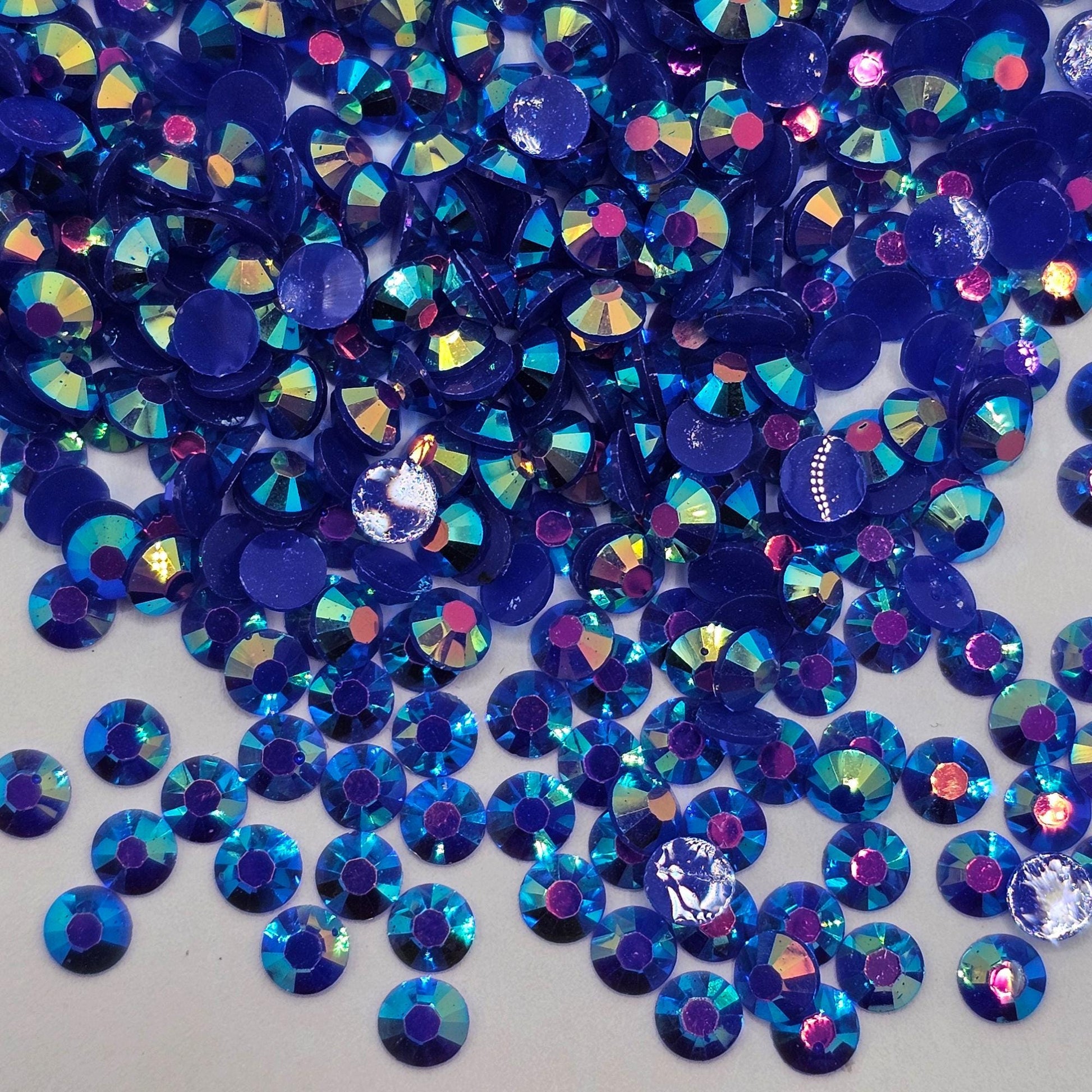Bulk AB Jelly Flatback Resin Acrylic Rhinestones Non-Hotfix Sapphire Blue 2mm 3mm 4mm 5mm 6mm