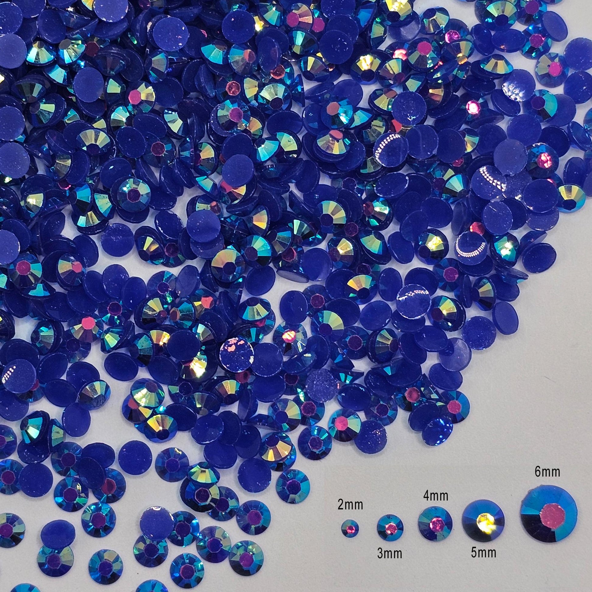 Bulk AB Jelly Flatback Resin Acrylic Rhinestones Non-Hotfix Sapphire Blue 2mm 3mm 4mm 5mm 6mm