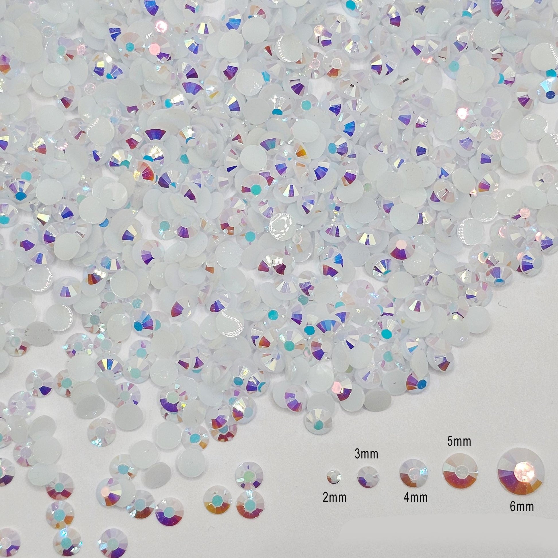 Bulk AB Jelly Flatback Resin Acrylic Rhinestones Non-Hotfix White 2mm 3mm 4mm 5mm 6mm