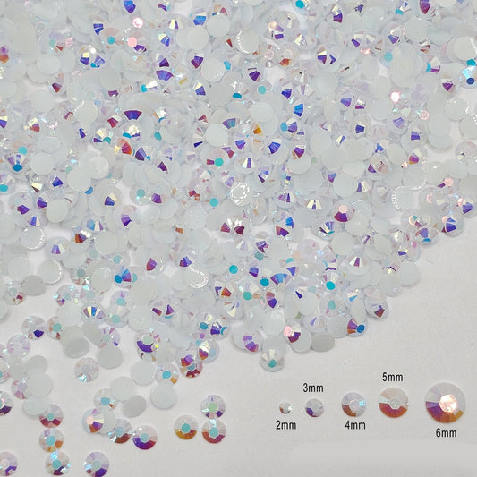 Bulk AB Jelly Flatback Resin Acrylic Rhinestones Non-Hotfix White 2mm 3mm 4mm 5mm 6mm