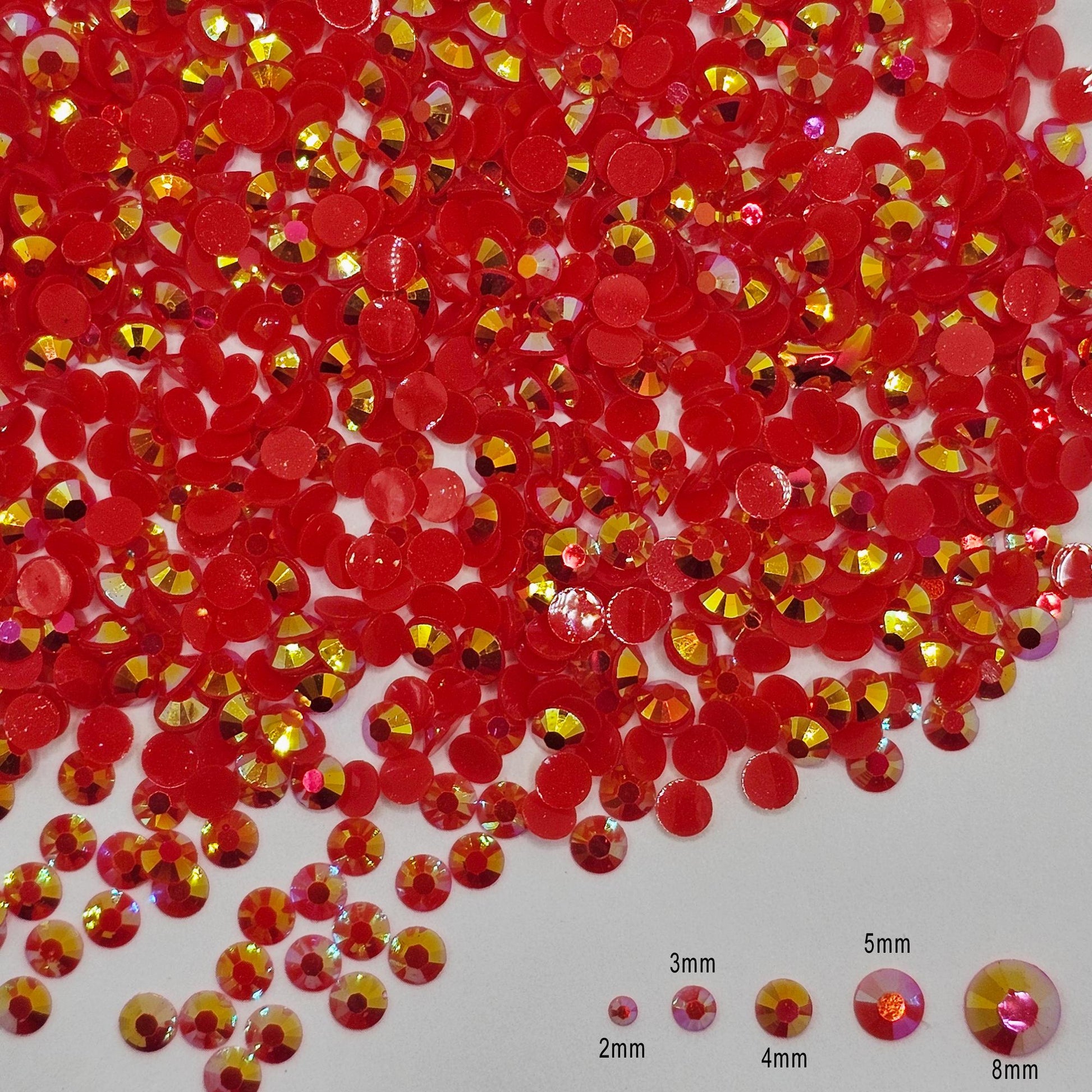 Bulk AB Jelly Flatback Resin Acrylic Rhinestones Non-Hotfix Red 2mm 3mm 4mm 5mm 6mm