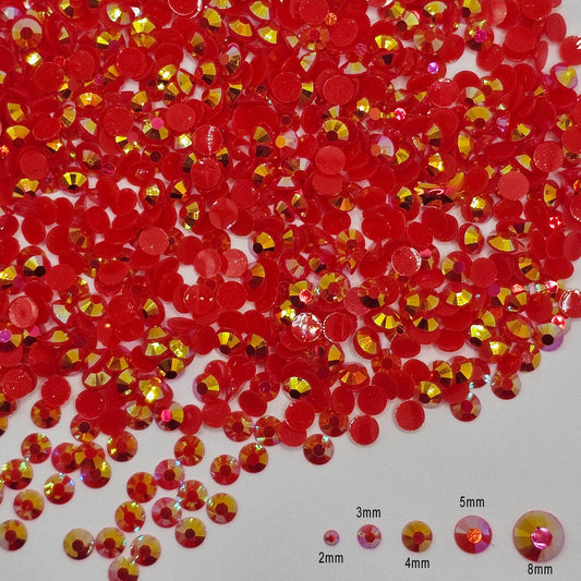 Bulk AB Jelly Flatback Resin Acrylic Rhinestones Non-Hotfix Red 2mm 3mm 4mm 5mm 6mm