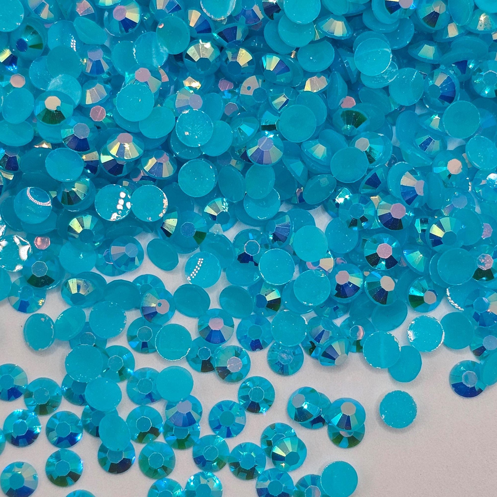 Bulk AB Jelly Flatback Resin Acrylic Rhinestones Non-Hotfix Dark Aqua 2mm 3mm 4mm 5mm 6mm